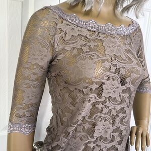 Kische Stretch Lace Top Taupe/Lavender PM